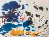 Composition by Michel Cadoret, 1970, Aquarelle sur papier, sold Feb 2021