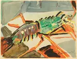 Nature morte au homard by Pierre Ambrogiani, Lithographie, annotée en bas à gauche, sold Dec 2020