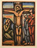 Christ en croix" by Georges Rouault, 1936, Aquatinte en couleur, sold Dec 2020