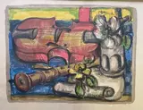 Nature morte au violon by Franz Priking, Lithographie en couleur, sold Dec 2020