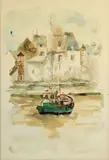 Lieutenance a honfleur by Urbain Huchet, Aquarelle, sold Dec 2020