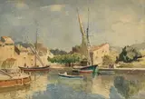Le port de Cassis by Gustan Le Sénéchal de Kerdréoret, Aquarelle, sold Dec 2020