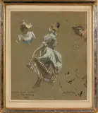Etude de danseuses, 1897. (Croquis pour le casino de Monte Carlo) by Pedro Ribera, Pastel, sold Dec 2020