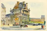 Place des pyramides et les tuileries by Fernand Guignier, 1969, Aquarelle signée et datée en bas à gauche, sold Dec 2020