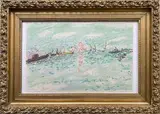 Marine by Jean Fusaro, Pastel signé en bas à droite, sold Dec 2020