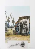 Parcours Jean Genet - docks de Brest by Ernest Pignon-Ernest, 2006, Photographie et dessin sérigraphiés sur papier moab, sold Nov 2020