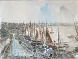 Bordeaux d'antan by Jean Gérard Carrere, Aquarelle signée en bas à droite et titrée en bas à gauche, sold Oct 2020