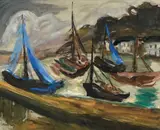 Voiliers au port by Emmanuel Mané-Katz, Gouache sur papier, sold Oct 2020