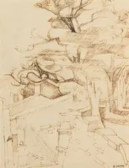 Le jardin de Condes by André Lhote, 1940, Plume et lavis de bistre, sold Oct 2020