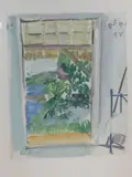 La fenêtre ouverte sur le jardin by Jean Launois, Aquarelle signée en bas à gauche, sold Oct 2020