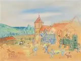 La ferme by Jean Dufy, Aquarelle sur papier, sold Oct 2020