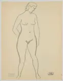 Nu debout de face, le visage tourné vers la droite by André Derain, Crayon sur papier, sold Oct 2020