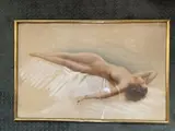 Femme alanguie by Georges Dola, Pastel signée en bas à gauche, sold Oct 2020