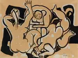 Baigneuses by Louis Latapie, 1950, Gouache sur carton marouflé sur toile, sold Oct 2020