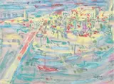 Port du midi by Ladislas Kijno, 1955, Pastel, sold Oct 2020