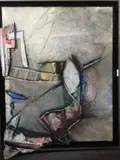 L'attente» by Moris Gontard, 1987, Technique mixte et collage sur toile, sold Oct 2020
