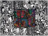 Joue avec ton tableau by Christian Esctal, Collage et acrylique sur toile signée vers le bas à droite, contresignée et titrée au dos, sold Oct 2020