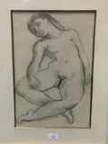 Femme nue allongée by Suzanne Tourte, Crayon signé en bas, sold Jul 2020