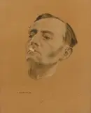 Portrait d’homme by André Margat, Fusain et gouache, sold Jul 2020