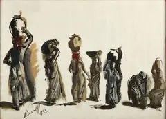 Les porteuses d’eau by Alexandre Jacovleff, 1933, Gouache sur papier, sold Jul 2020