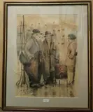Scène de rue by Edouard Febvre, Fusain et aquarelle, sold Jul 2020