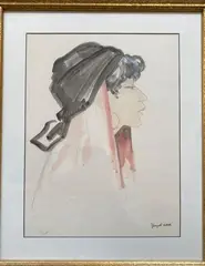 Profil de femme by Jacques Nam, Aquarelle signée en bas à droite et située en bas à gauche Gabès, sold Jul 2020