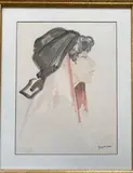 Profil de femme by Jacques Nam, Aquarelle signée en bas à droite et située en bas à gauche Gabès, sold Jul 2020