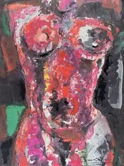 Torse féminin by Gio Colucci, Gouache sur papier, sold Jul 2020