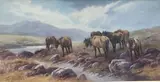 Ponies in Highland by Thomas Rowden, Aquarelle signée en bas à gauche, sold Jul 2020