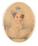 Portrait de la Baronne de Valazé. Miniature sur papier, ovale by Jean-Baptiste Isabey, Aquarelle et lavis d'encre, sold Jun 2020