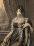 Jeune femme assise devant une croisée by Jean-Baptiste Isabey, 1807, Pierre noire et rehauts de gouache sur papier beige, sold Jun 2020