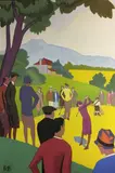Sur le golf de Saint-Honoré-Les-Bains" by Roger Broders, 1931, Gouache monogrammé en bas à gauche, sold Jun 2020