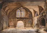 Intérieur d'un couvent en Sicile by Auguste de Forbin, Aquarelle gouachée, sold Sep 2024