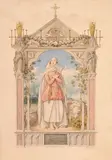 Sainte Solange by Charles Abraham Chasselat, 1839, Plume et encre brune, aquarelle sur traits de crayon noir, sold Sep 2024
