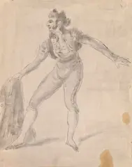 Portrait du torero espagnol Cuchares by Constantin Guys, 1818, Lavis gris sur traits de crayon noir, sold Sep 2024