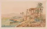 Vue du temple de Philae by Louis Amable Crapelet, 1859, Aquarelle sur traits de crayon noir, sold Sep 2024