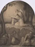 Le Christ au jardin des Oliviers by Romain Cazes, Crayon noir et estompe, sold Sep 2024