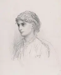 Portrait de femme en buste by Gustave Doré, Crayon noir, sold Sep 2024