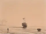 Naufragé sur une île by Théodore Gudin, Plume et encre brune, lavis brun sur traits de crayon noir, sold Sep 2024