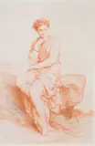 Étude pour Sapho by Jean Aubert, 1874, Sanguine, et crayon noir, sold Sep 2024