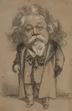 Portrait charge de Claves Hugues by Étienne Carjat, Crayon noir et rehauts de craie blanche sur papier mi-teinte, sold Sep 2024