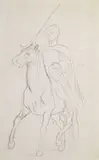 Étude pour le cavalier de l'Atlas by Jean-Léon Gérôme, Crayon noir, sold Sep 2024