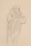 Femme portant un panier by Jean-Léon Gérôme, Crayon noir, sold Sep 2024
