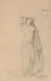 Etude de nu masculin drapé en pied, reprise de la figure en haut à droite by Pascal Dagnan-Bouveret, 1876, Crayon noir, sold Sep 2024