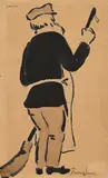 Le concierge by Alexis Mérodack-Jeaneau, Encre de Chine aquarelle sur traits de crayon bleu, sold Sep 2024