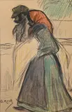 Couple d'ouvriers by Isidre Nonell, Crayon noir et crayons de couleurs sur papier beige, sold Sep 2024