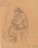 Homme assis rue de Chaillot by Ramon Casas Garbo, Crayon noir, sold Sep 2024