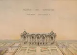Projet pour la façade principale du musée de Genève by Henri Fivaz, Plume et encre noire, aquarelle sur traits de crayon noir, sold Sep 2024