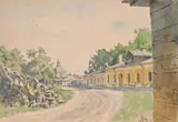 Les communs du Palais d'Oranienbaum by Alexandre Nicolaïevitch Benois, 1901, Aquarelle sur traits de crayon noir, sold Sep 2024