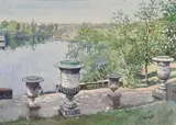 Vue du lac prise du village by Alexandre Nicolaïevitch Benois, Aquarelle sur traits de crayon noir, sold Sep 2024